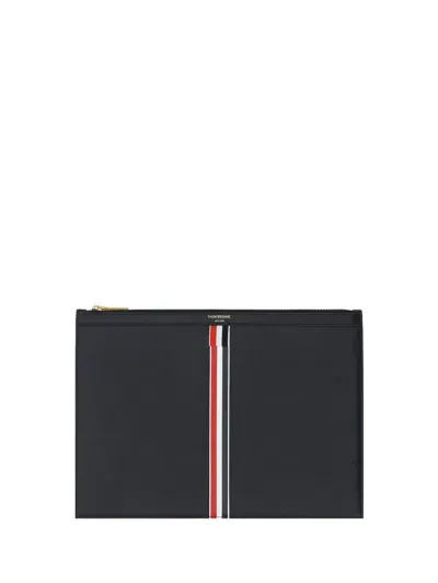 Thom Browne Medium Document Holder With Zip In Black