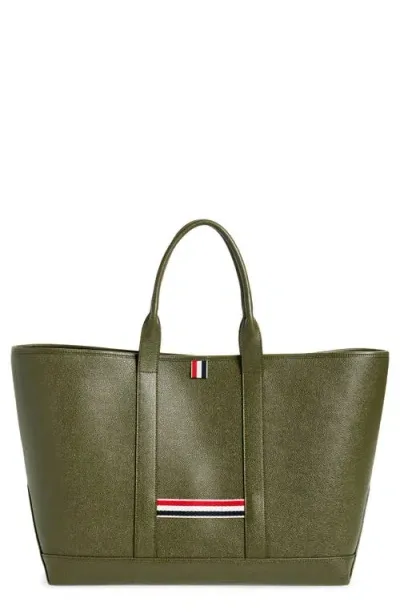 Thom Browne Medium Tool Pebbled Leather Tote In Green