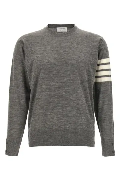 Thom Browne Men's 4-bar Wool Crewneck Jumper Sweater In Gray