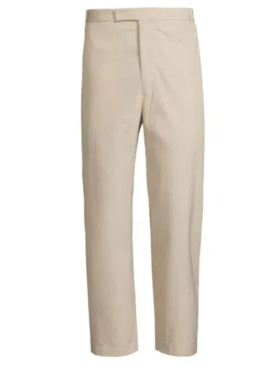 Thom Browne Unconstructed Cotton Straight Leg Pants In Khaki