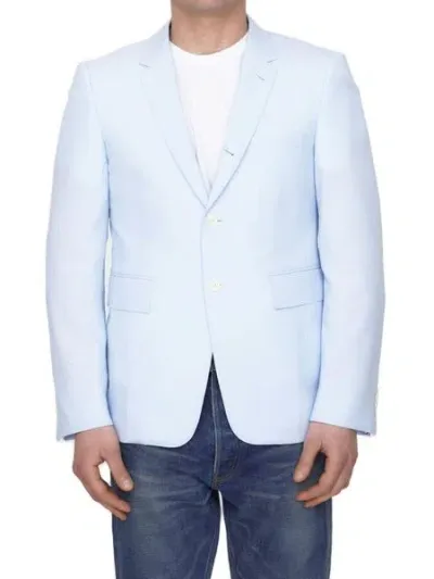 Thom Browne Single-breasted Wool Jacket In Light Blue