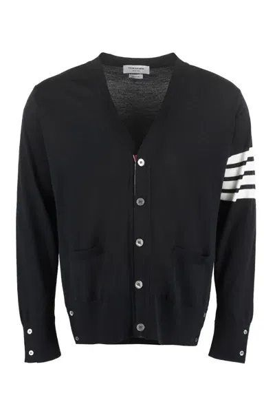 Thom Browne Merino Wool Cardigan In Black