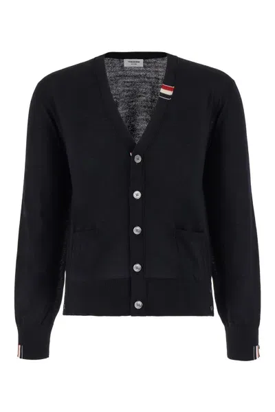 Thom Browne Midnight Blue Wool Blend Cardigan In 415