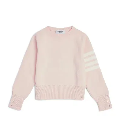 Thom Browne Kids' Milano-stitch 4-bar Sweater In Pink