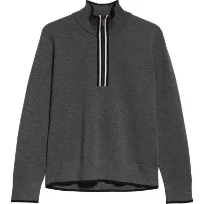 Thom Browne Milano Stitch Virgin Wool Half Zip Sweater In 035 Med Grey