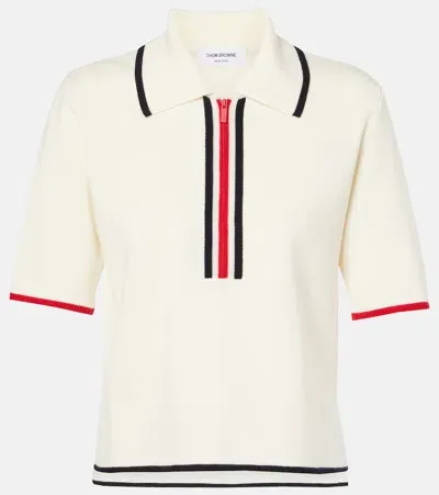 Thom Browne Milano Wool Polo Shirt In White