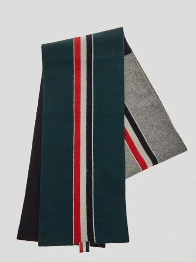 Thom Browne Multicolor Scard With Intarsia Stripe In Wool Man In Green