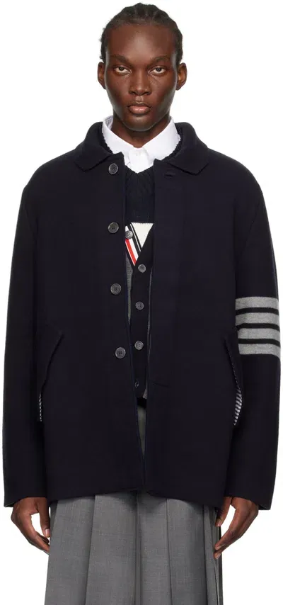 Thom Browne Navy 4-bar Coat In 415 Navy