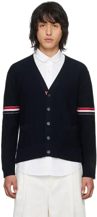 Thom Browne Navy Armband Cardigan In 415 Navy