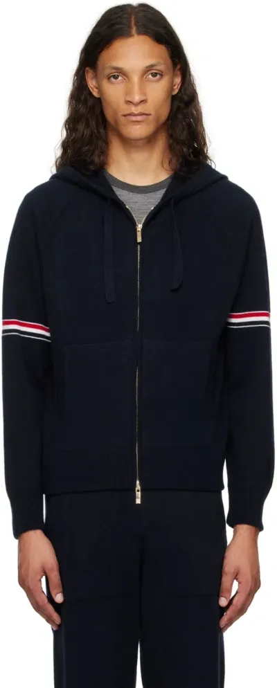 Thom Browne Navy Armband Hoodie In 415 Navy