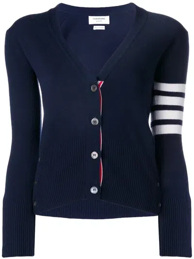 Thom Browne 4bar Cashmere Cardigan In Blue