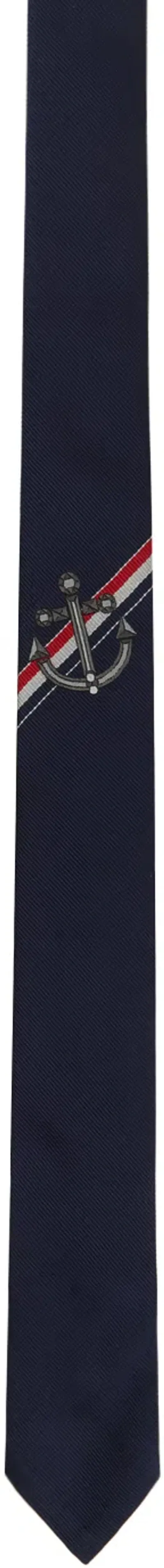 Thom Browne Navy Gem Anchor Tie In 415 Navy