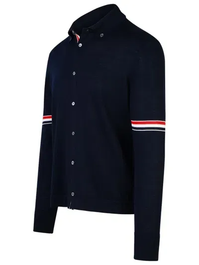 Thom Browne Navy Virgin Wool Shirt In Blue