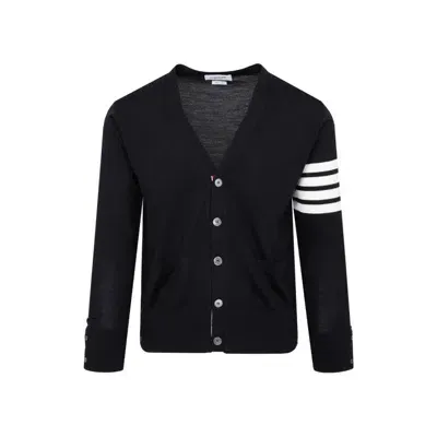 Thom Browne 4bar Wool Cardigan In Blue