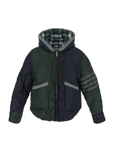 Thom Browne Patch Pocket Hooded Down Jacket In Verde