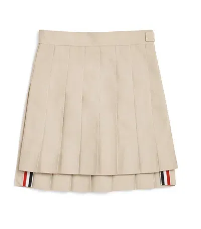 Thom Browne Kids' Pleated Dropped-back Skirt In Beige