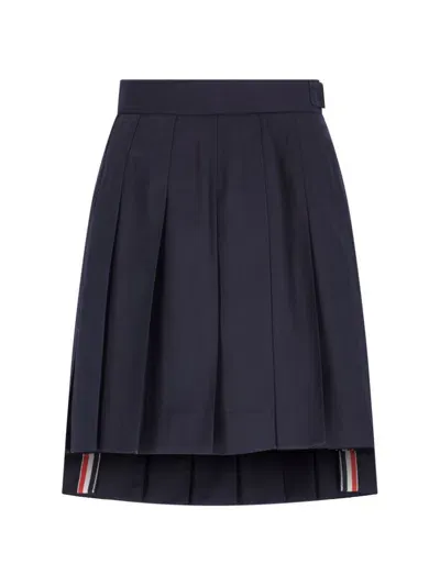 Thom Browne Pleated Mini Skirt In Blue