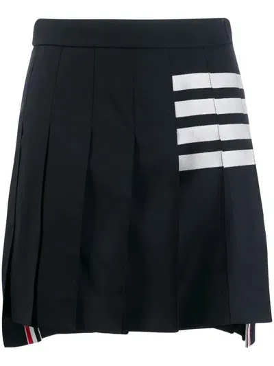 Thom Browne 4-bar Pleated Miniskirt In Blue