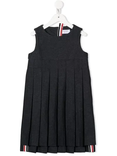 Thom Browne Pleated Sleeveless Dress In Blue