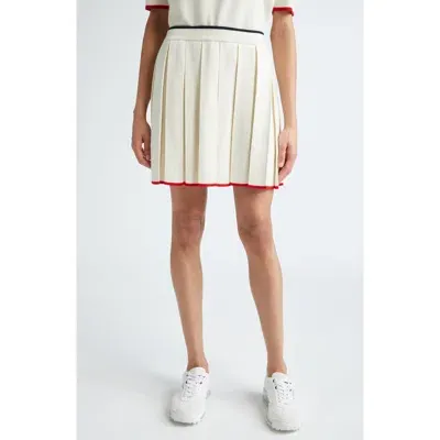 Thom Browne Needle Stitch Wool Pleated Mini Skirt In White