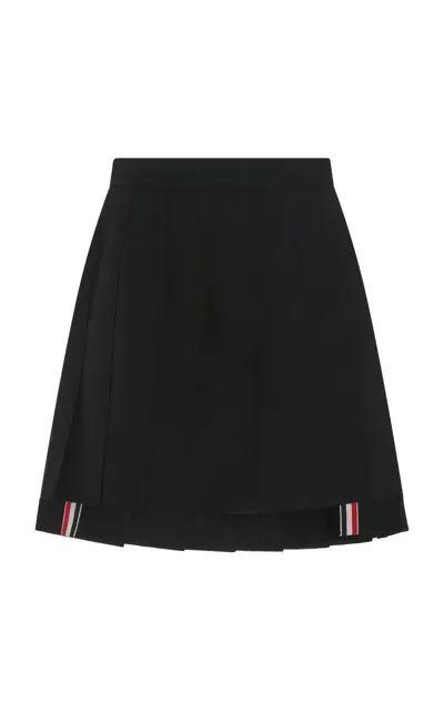 Thom Browne Pleated Wool-twill Mini Skirt In Black