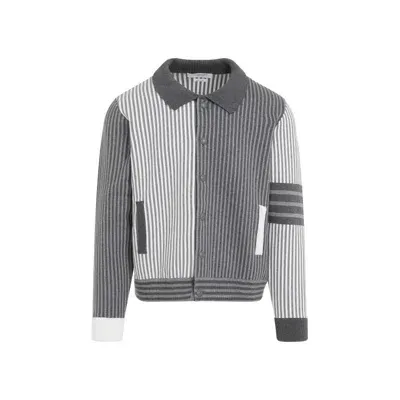 Thom Browne Striped Bomber Jacket In Grey