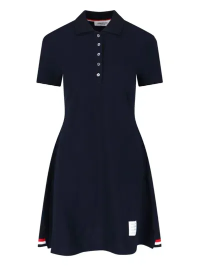 Thom Browne Polo Midi Dress In Blue