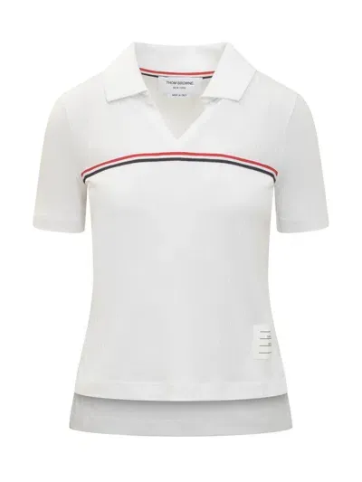 Thom Browne Short Sleeve Polo In White