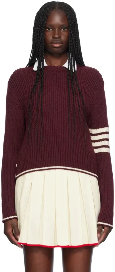 Thom Browne Red 4-bar Cropped Sweater In 616 Dk Red