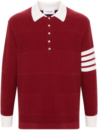 Thom Browne Red 4-bar Wool Polo Shirt