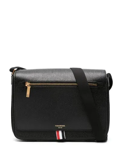 Thom Browne Embossed Logo-stamp Reporter Bag In Black