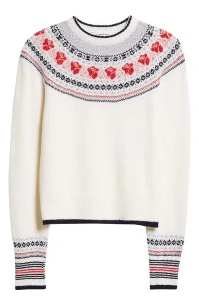 Thom Browne Rose Icelandic Fair-isle Intarsia Jumper In Weiss