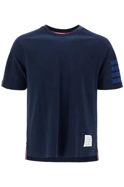 Thom Browne T Shirt Girocollo 4 Bar In Blue