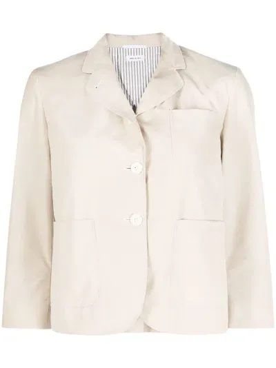 Thom Browne Rounded-collar Single-breasted Blazer In Khaki