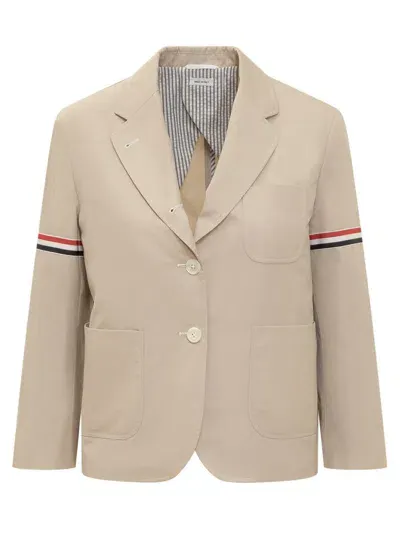 Thom Browne Blazer With Rwb Logo In Beige