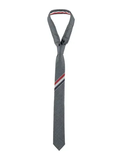 Thom Browne Rwb Motif Tie In Dark Grey