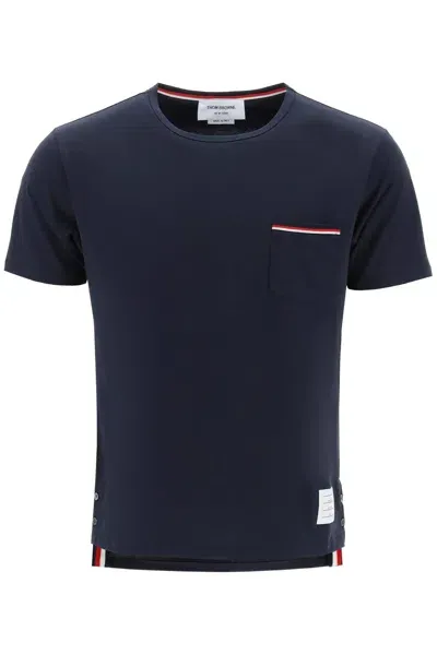 Thom Browne Chest-pocket Cotton T-shirt In Blue