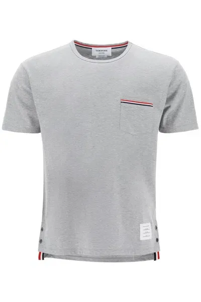 Thom Browne T Shirt Con Taschino Rwb In Blue