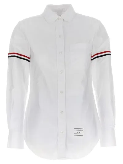 Thom Browne Rwb Striped Buttoned Shirt In White