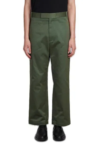 Thom Browne Rwb Stripe Detailed Straight Leg Pants In Green