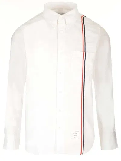 Thom Browne Rwb Striped Buttoned Shirt In White