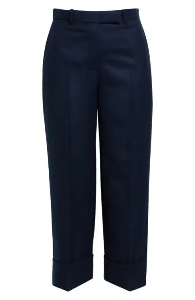 Thom Browne Sack Cuff Wool Twill Trousers In Navy