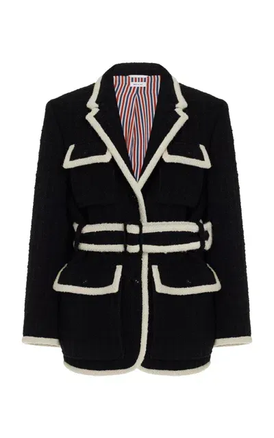 Thom Browne Safari Belted Wool Jacket In Black