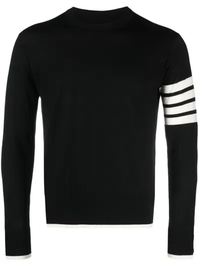 Thom Browne 4-bar Stripe Virgin Wool Jumper In Black