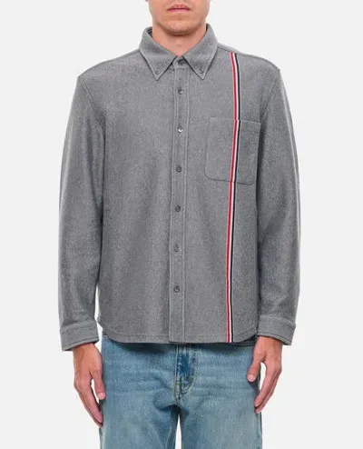 Thom Browne Shirt Jacket In Double Face Knit In Grey