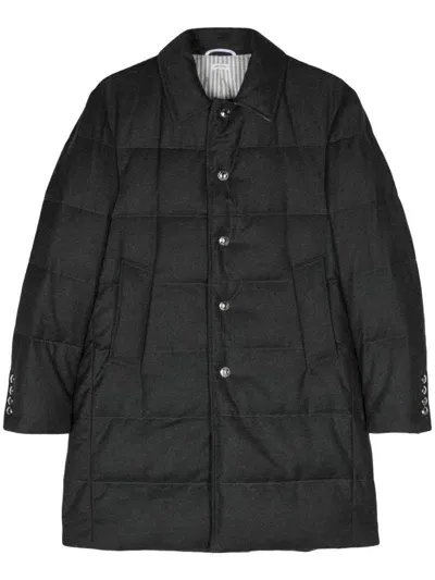 Thom Browne Single-breasted Down Coat In Grey