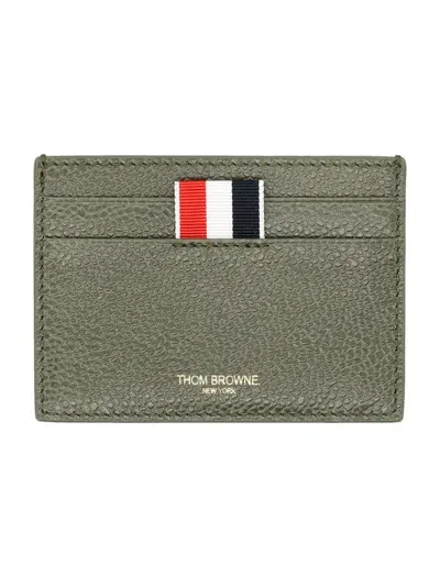 Thom Browne Single Card Holder In Dk Green