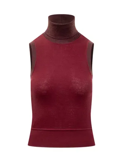 Thom Browne Sleeveless Turtleneck In Red