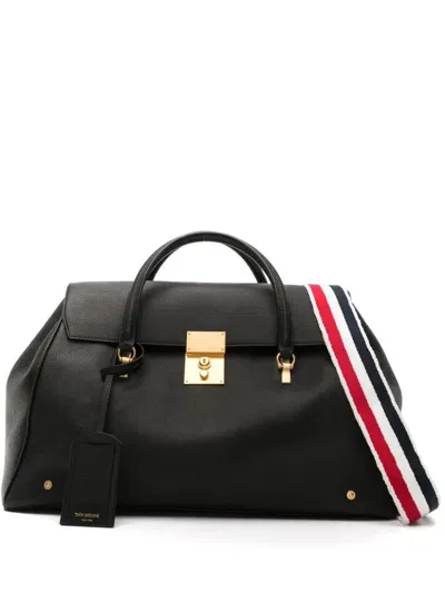 Thom Browne Soft Mr. Thom Luggage Bag Withrwb Shoulder Strap In Soft Pebble Grain Leather In Black