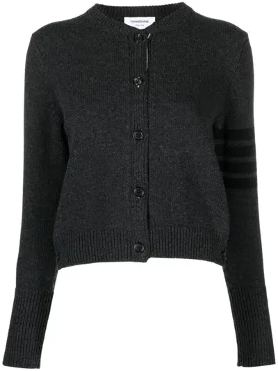 Thom Browne Stripe-detailing Wool Cardigan In Graphite